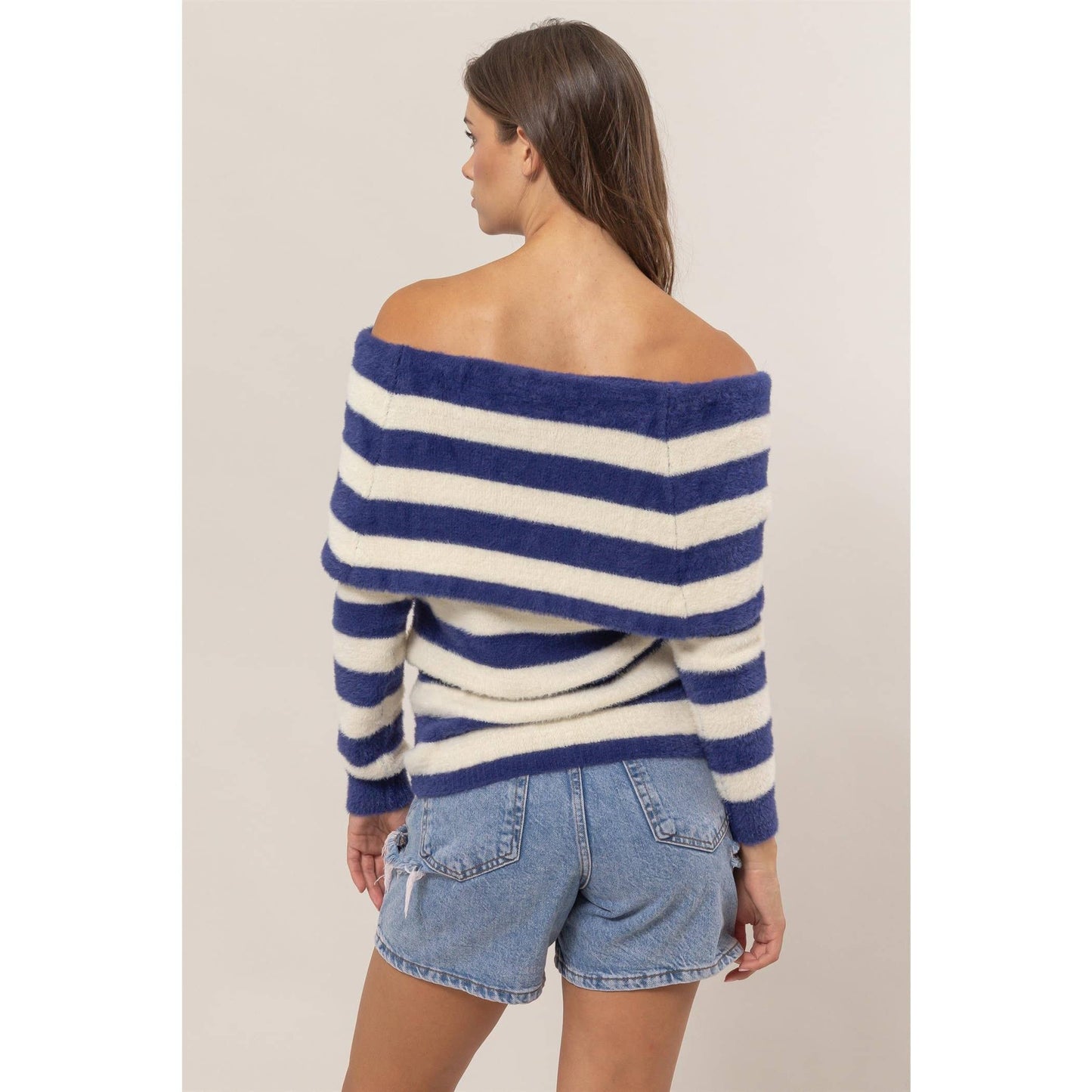 Striped Off-Shoulder Sweater