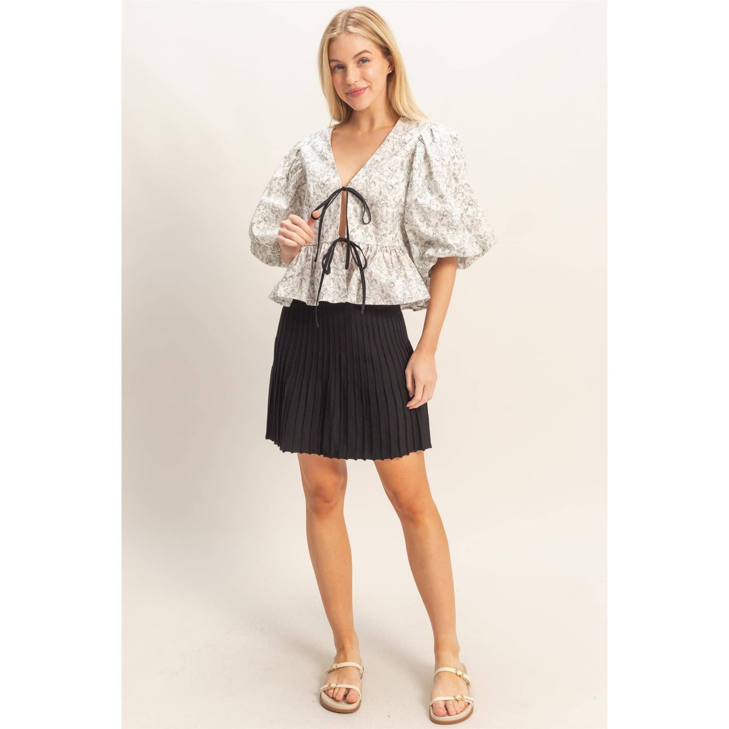 Floral Tie-Front Peplum Top