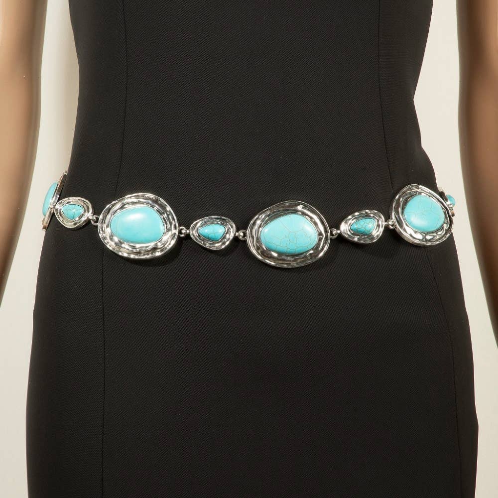 Ornate Western Stone Chain Belt