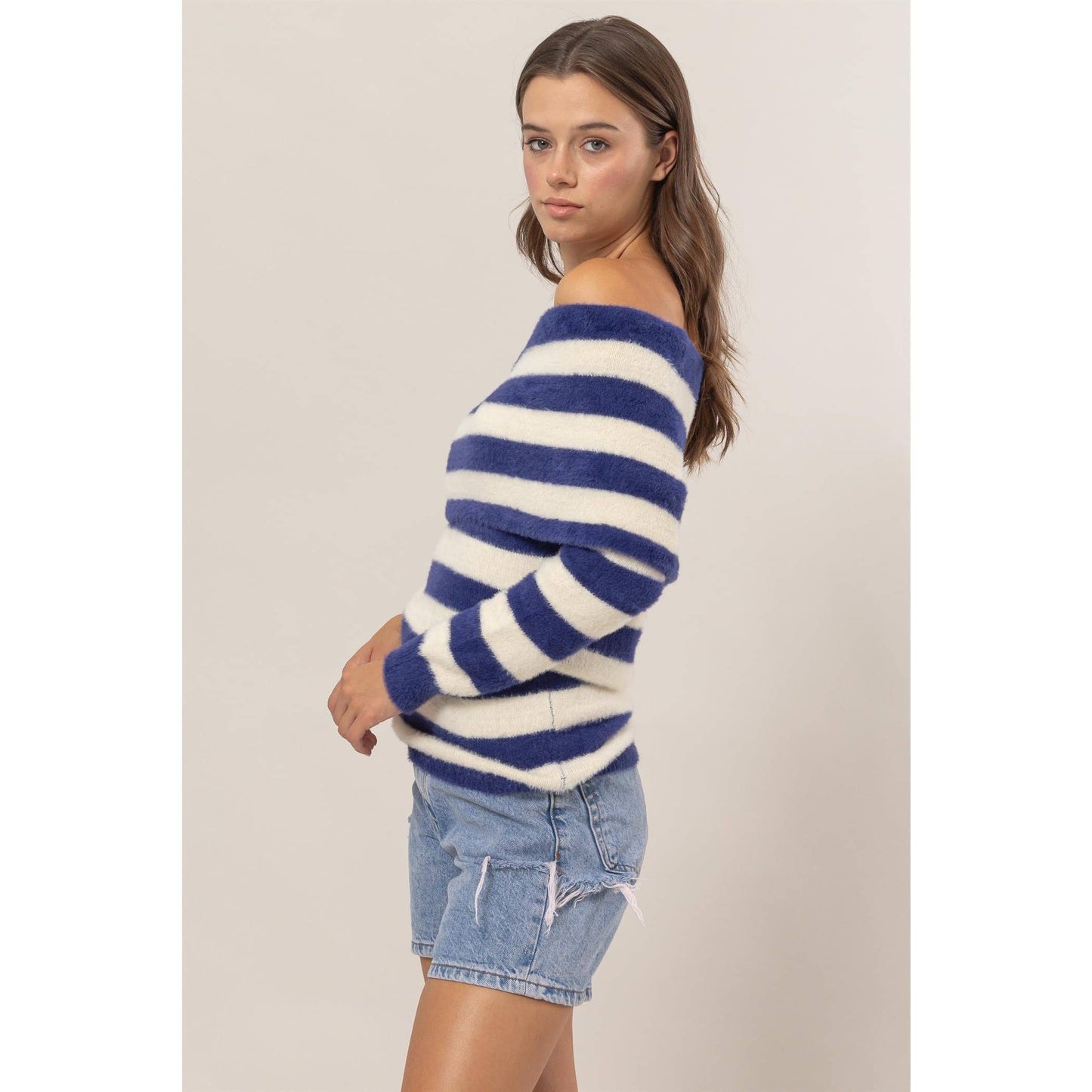 Striped Off-Shoulder Sweater