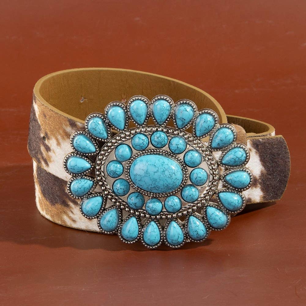 Western Cow Stone Buckle Belt