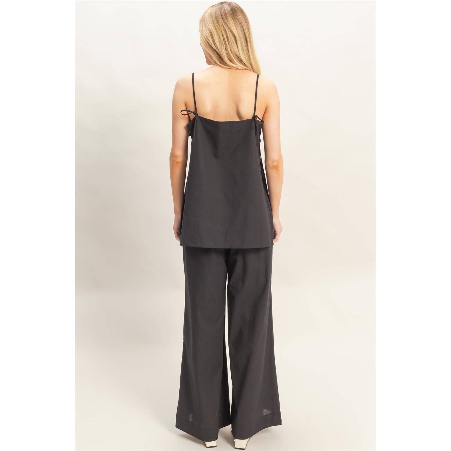 Spaghetti Strap Top & Wide-Leg Pants Set