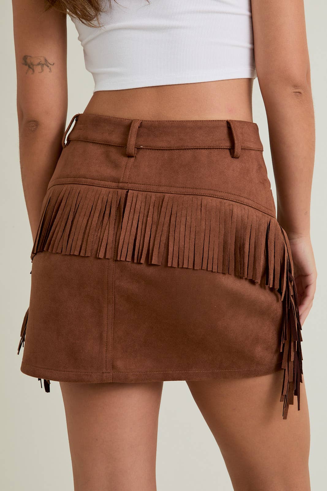 FRINGE SUEDE SKIRT