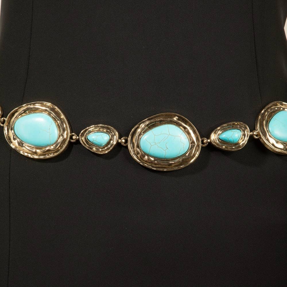 Ornate Western Stone Chain Belt