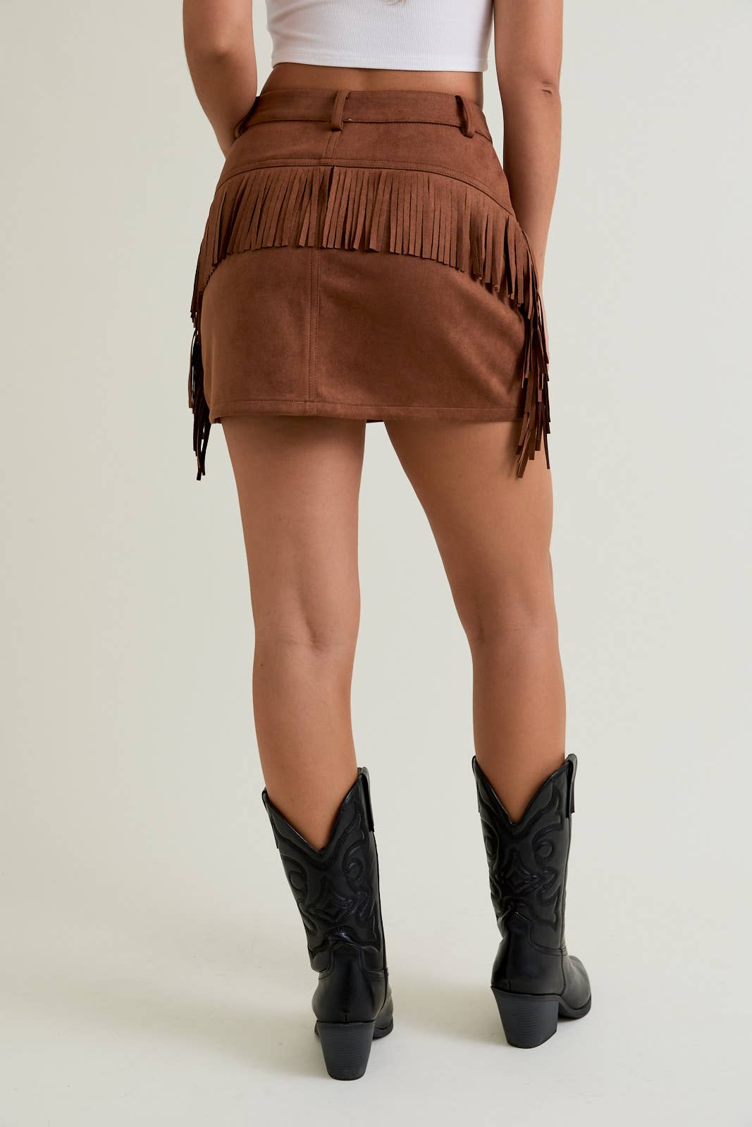 FRINGE SUEDE SKIRT