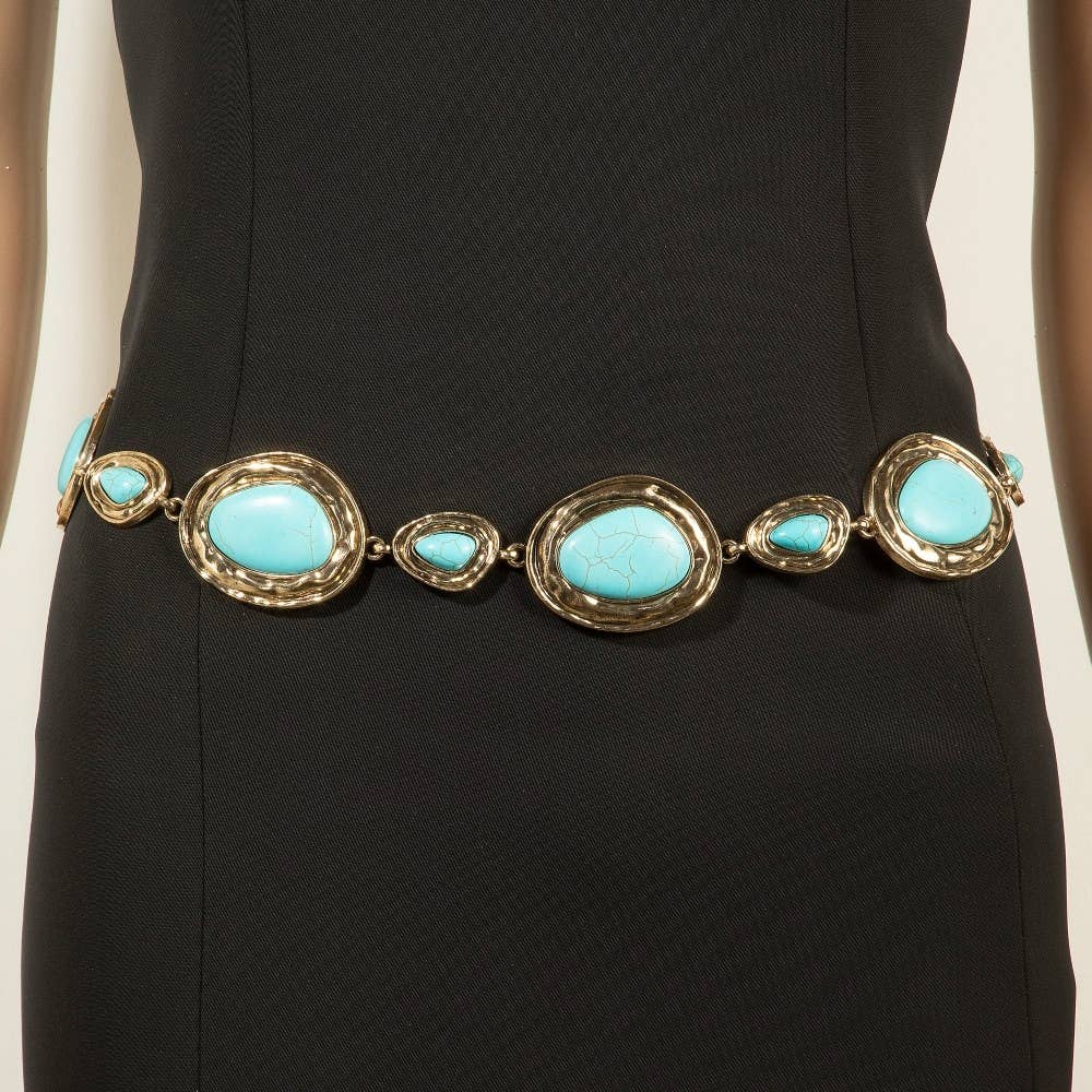 Ornate Western Stone Chain Belt