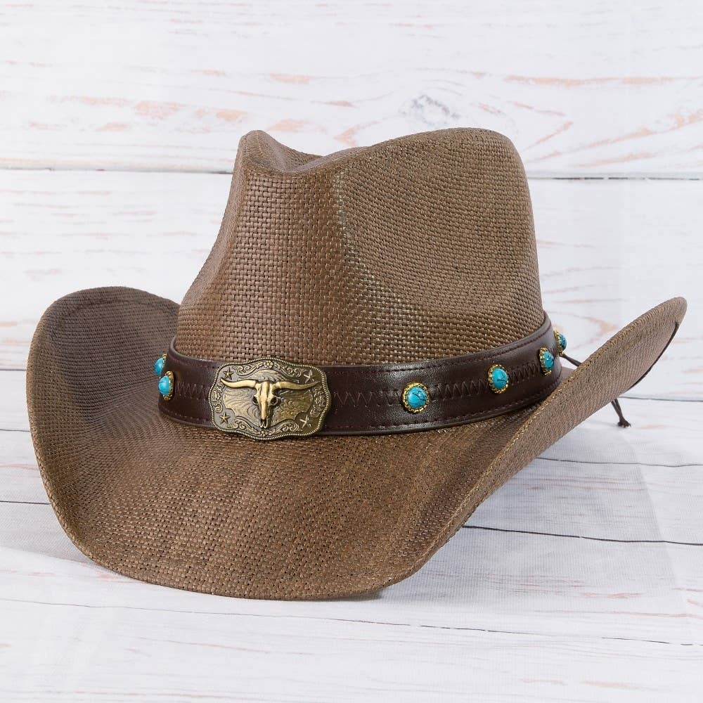 Western Longhorn Strap Cowboy Hat