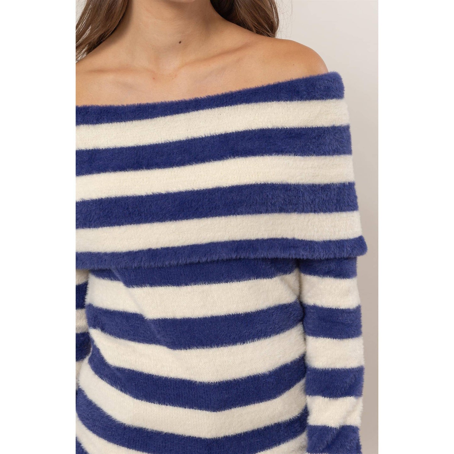 Striped Off-Shoulder Sweater