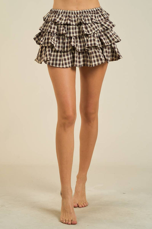 Ruffle Up Plaid Mini Skirt