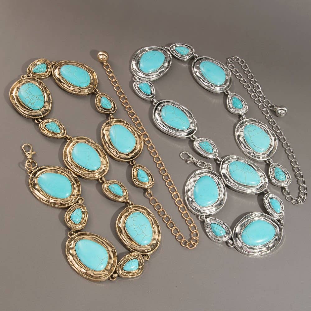 Ornate Western Stone Chain Belt